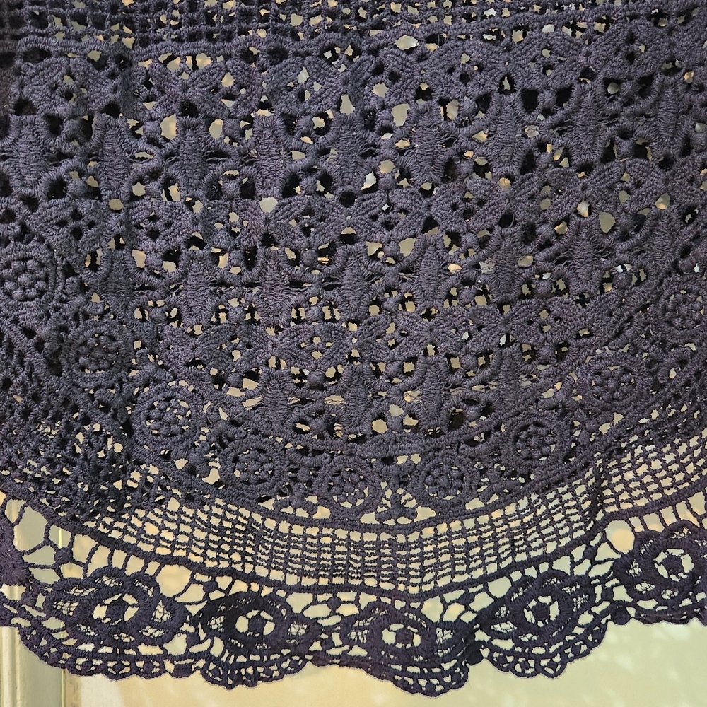 Women's Deletta Anthropologie Crochet Navy Blue Shirt, Size L - Picture 12 of 12